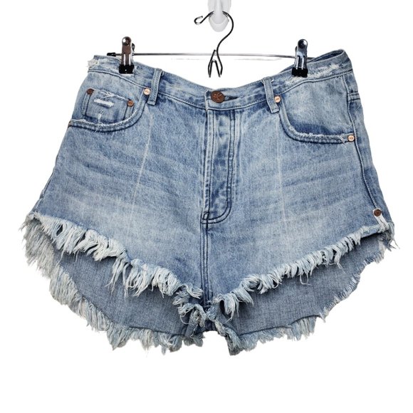 One Teaspoon Pants - One Teaspoon Sz 29 Outlaws Denim Cut-off Shorts, Lightwash Blue (1010)